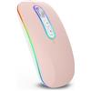 cimetech Mouse wireless (Bluetooth 5.1 + USB 2,4 GHz) LED Dual Mode - Mouse ottico ricaricabile da ufficio wireless per laptop, MacBook Air Pro, iPad, computer, desktop-Rosa
