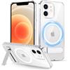 XTCASE Cover Magnetica per iPhone 12/12 Pro [Compatibile con Magsafe], Custodia Trasparente con Supporto Regolabile Invisibile Protezione Antiurto Antigraffio Anti-ingiallimento, Chiaro