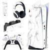 PlayVital Adesivo Skin per ps5 Standard Disc Edition Console, Sticker Decal Cover Vinile per ps5 Controller Telecomando Cuffie Base di Ricarica, Marmo Bianco senza Cuciture