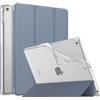 MoKo Cover per Nuovo iPad 10,2" iPad 9a generazione 2021/8a/7a Gen. 2022/2019, Custodia Ultra Sottile Leggero Tri-fold Auto Sveglia/Sonno con Retro Semi-trasparente in TPU, Viola Grigio