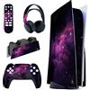PlayVital Adesivo Skin per ps5 Standard Disc Edition Console, Sticker Decal Cover Vinile per ps5 Controller Telecomando Cuffie Base di Ricarica, Nebulosa Viola