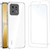 NEW'C Cover per Xiaomi 13 (6.36 Pollici) Gel TPU in silicone ultra trasparente e 2 × vetro temperato per Xiaomi 13 (6.36 Pollici), Pellicola proteggi schermo