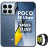 XIAOMI POCO F8 Ultra 16+512GB,Smartphone Snapdragon 8 Elite Gen 5,Display AMOLED da 6,85" a 120Hz, Ricarica Hypercharge 100W e Wireless 50W,Blu,incluso Smart Watch