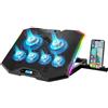 EMPIRE GAMING - Guardian S-C100 Dispositivo Raffreddamento PC Laptop RGB Gamer - 6 Ventole - Controller LCD - 5 Altezze regolabili - Compatibile 12''-17'' - Supporto smartphone amovibile