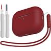 KOKOKA Custodia Case Compatibile con AirPods Pro 2/1 2023/2022/2019 con Kit di Pulizia e Cordino in Silicone, Case Cover Protettiva Premium in Silicone per AirPods Pro 2a/1a Generazione, Burgundy