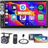 Hikity Autortadio 1 Din Carplay Senza Fili, Hikity 7 Pollici Touch Screen Stereo Auto Bluetooth con Schermo Android Auto Wireless Mirror Link FM Radio USB SD AUX Telecamera di Retromarcia