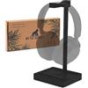 MY FAT GORILLA Porta Cuffie da Scrivania Bambù - Supporto Cuffie Scrivania Gaming 12,5x12,5x22 cm - Stand Portacuffie Poggia - Bambù Naturale | Ordine e Stile sulla Postazione (Nero)
