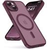 Oududianzi-Cover per iPhone 13 Compatibile con MagSafe, Custodia Traslucida Posteriore PC Silicone TPU Bumper, Protezione Della Fotocamera, Cover Militare Antiurto Anti-Impronte-Bordeaux