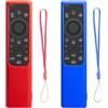 RYHX Confezione da 2 Cover per Telecomando Samsung Smart Solar Cell Remote 2021 2022 BN59-01357 BN59-01385 BN59-01265A, Antiscivolo Antiurto, in Silicone con Cordino Anti-Smarrimento（Blu Navy+Rosso）