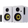 Sanyun SW206 80W Casse Attive da Libreria a Doppia Modalità, Monitor Studio 4" & HiFi, Campo Sonoro 3D Migliorato, Ingresso Bilanciato TRS 6,35mm, BT 5.4, Ottico/Coassiale/Aux/USB DAC 24bit, Bianco