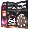 Udivita 64 Batterie per Apparecchi Acustici Udivita Misura 312 (Marroni) PR41 Zinco Aria con Phono Pulse Technology - 8 Blister da 8 Pile