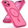 Oududianzi - Cover per iPhone 15 Compatibile con MagSafe, Custodia Traslucida Posteriore PC Silicone TPU Bumper, Protezione Della Fotocamera, Cover Militare Antiurto Anti-Impronte - Rose Rosso