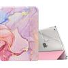 MoKo Cover per Nuovo iPad 10,2" iPad 9a generazione 2021/8a/7a Gen. 2022/2019, Custodia Ultra Sottile Leggero Tri-fold Auto Sveglia/Sonno con Retro Semi-trasparente in TPU, Marmorizzato Rosa Chiaro