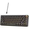 Dierya DK68E Tastiera Gaming, 60% Tastiera Meccanica Gasket con Manopola,Hot-Swap RGB, Compatta 66 Tasti Anti-Ghosting, Layout QWERTY-US (Nero, Interruttori Lineari Creamy)