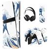 playvital Adesivo Skin per ps5 PRO Console Disc&Digital Edition, Sticker Decal Cover Vinile per ps5 Controller Cuffie Base di Ricarica Telecomando, Grande Onda Bianca