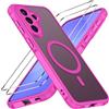 iVoler Cover Magnetica per Samsung Galaxy A57 5G con 2 Pezzi Pellicola Vetro Temperato, [Antiurto di Grado Militare] Custodia Traslucida Opaca Sottile Anti-Impronte MagSafe Case, Opaca Rosa Calda