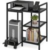 COSTWAY Supporto per Stampante con Stazione di Ricarica, Tavolino per Stampante a 3 Ripiani con Scaffali Portaoggetti, Supporto Mobile con Ruote Blocccabili per Studio e Ufficio (Nero)