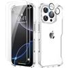 ORETECH 4 in 1 Compatibile con Cover iPhone 16 Pro Max(6.9 Pollici)con[2 Vetro Temperato Proteggi Schermo e 1 per Fotocamera]Custodia per iPhone 16 Pro Max Antiurto in PC Rigido con Bumper-Trasparente