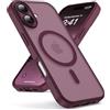 Oududianzi - Cover per iPhone 16 Compatibile con MagSafe, Custodia Traslucida Posteriore PC Silicone TPU Bumper, Protezione Della Fotocamera, Cover Militare Antiurto Anti-Impronte - Bordeaux