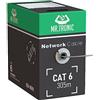 Mr. Tronic Cat6 Bulk Cavo Ethernet 305 m, Cavo di rete LAN Ethernet Cat 6 ad alta velocità per Internet veloce 1 Gbps 250 MHz, Cavo Ethernet AWG24, Cat6 UTP CCA (305 metri, Grigio)