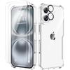 ORETECH 4 in 1 Compatibile con Cover iPhone 16 (6.1 Pollici)con[2 Vetro Temperato Proteggi Schermo e 1 per Fotocamera]Custodia per iPhone 16 Antiurto Sottile in PC Rigido con Bumper in TPU-Trasparente