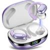 CASCHO Cuffie Bluetooth, Sport Auricolari Bluetooth 5.3 con Gancio per Orecchio, 60H con Indicatore LED per Cassa di Ricarica, Chiamata ENC HD, Vestibilità Comoda, Basso Profondo, IPX7 Bianco Viola