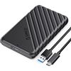 ORICO Case Esterna per HDD/SSD 2,5 pollici SATA, USB 3.1 Gen 1 (6Gbps) fino a 6 TB, Supporta UASP e TRIM, Senza Attrezzi per Unità da 7mm/9,5mm - Nero (25PW1-C)