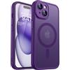 CANSHN Cover Magnetica per iPhone 15 Plus, Compatibile con MagSafe, [Protezione Completa Della Fotocamera], Custodia Traslucida Opaca Protettiva Sottile Antiurto 6,7 Pollici - Viola Profondo