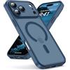 Oududianzi-Cover per iPhone 17 Pro Compatibile con MagSafe, Custodia Traslucida Posteriore PC Silicone TPU Bumper, Protezione Della Fotocamera, Cover Militare Antiurto Anti-Impronte-Blu