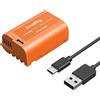 SMALLRIG DMW-BLK22 Batteria 2520mAh USB-C Battery Sostitutiva, 2.5H Batteria Completamente Carica per Panasonic LUMIX S5, S5 II, GH7, GH6, S9, S9 II, S5 IIX, Arancione - 4979