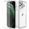 ORETECH Cover per iPhone 11 Pro, Custodia iPhone 11 Pro(5,8 Pollici), [2 x Pellicola Protettiva in Vetro Temperato & 1 x Pellicola Fotocamera]Antiurto Ultra Sottile Hard PC Silicone Cover- Trasparente