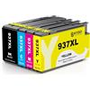 Skydo 937XL Cartucce con chip compatibili con HP 937 Cartuccia 937e 937XL per HP OfficeJet 9720 9730 9110b 9130b 9120b 9117b Cartucce con chip (Nero Ciano Magenta Giallo, 4 Pack)