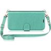OCASE Custodia per iPhone 16 Pro Max con Cinghia Staccabile, Interno TPU Antiurto con Cuoio Portafoglio, RFID Blocking, Carta Fessura, Supporto Stand, Cover in Pelle per iPhone 16 Pro Max - Verde