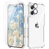 ORETECH 4 in 1 Compatibile con Cover iPhone 16 Plus(6.7 Pollici)con[2 Vetro Temperato Proteggi Schermo e 1 per Fotocamera]Custodia per iPhone 16 Plus Antiurto Sottile in PC Hard con Bumper-Trasparente