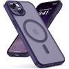 Oududianzi - Cover per iPhone 15 Compatibile con MagSafe, Custodia Traslucida Posteriore PC Silicone TPU Bumper, Protezione Della Fotocamera, Cover Militare Antiurto Anti-Impronte - Viola Scura