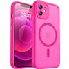 CANSHN Magnetica Cover per iPhone 12 Mini(5.4 Pollici), [Protezione Completa Della Fotocamera] Custodia Traslucida Opaca Protettiva Sottile Antiurto,Rosa Calda