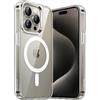 JETech Cover Magnetica per iPhone 15 Pro Max 6,7 Pollici Compatibile con MagSafe Ricarica Wireless, Telefono Custodia Antiurto, Retro Antigraffio Trasparente (Trasparente)