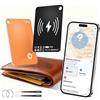 Tukio AirTag Card, Wallet Tracker Card Compatibile Apple Dov'è (solo iOS), Buletooth localizzatore IP68 Resistente, Smart Tag per Valigie, Portafoglio, Borse, Bagagli, Passaporto, Nero-Arancione 2 Pezzi
