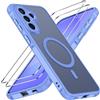iVoler Cover Magnetica per Samsung Galaxy A57 5G con 2 Pezzi Pellicola Vetro Temperato, [Antiurto di Grado Militare] Custodia Traslucida Opaca Sottile Anti-Impronte MagSafe Case, Opaca Azzurro