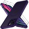 iVoler Cover Magnetica per iPhone 13 5G con 2 Pezzi Pellicola Vetro Temperato, [Compatibile con MagSafe] Custodia Traslucida Opaca Sottile Anti-Impronte MagSafe Case, Viola Profondo
