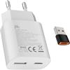 Samneer 25W USB tipo C Caricabatterie veloce 15W USB tipo A Adattatore Per:Samsung Galaxy S25 S24 S23 S22 S21 S20 A56 A55 A54 Veloce Telefono cellulareSpina di ricarica USB C Rapido Alimentator Lightning