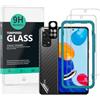 IBYWIND 2Pezzi Vetro Temperato per Xiaomi Redmi Note 11 4G 6.43",con Metallico Protezione Obiettivo Fotocamera,Skin in Stile Fibra di Carbonio per Il Retro