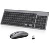cimetech Tastiera e Mouse Wireless, Layout Italiano QWERTY, Ultra-Sottile Ergonomico Full-Size 2.4Ghz Wireless Mouse Tastiera Numerico con Ricevitore Nano per PC/Laptop/Win7/8/10（grigio）