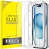 JETech Pellicola Protettiva per iPhone 15 Plus 6,7 Pollici, Vetro Temperato Film con Strumento di Installazione Facile, Compatibile con Cover, HD Chiaro, Pacco da 3