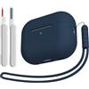 KOKOKA Custodia Case Compatibile con AirPods Pro 2/1 2023/2022/2019 con Kit di Pulizia e Cordino in Silicone, Case Cover Protettiva Premium in Silicone per AirPods Pro 2a/1a Generazione, Midnight Blue