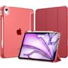 MoKo Cover per iPad Air 11 Pollici Case (M4/M3/M2) 2026/2025/2024, iPad Air 5a/4a Gen 10,9" 2022/2020 con Portapenna, Cover Trifold Sottile e Leggera con Retro in PC Rigido Traslucido, Vino Rosso