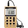 Retekess V112 Miniradio con Cuffie,Radio Portatile Ricaricabile,AM FM Radio a Pile,a Batteria,per Corsa,Viaggi, Anziani,Pescare (Oro)