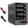 WANPTEK POWER Alimentatore da Banco 30V 5A,Alimentatore da Laboratorio con porta di ricarica rapida USB-A/Tipo-c,Alimentatore Regolabile con display LED a 4 cifre ad alta precisione