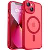 CANSHN Magnetica Cover per iPhone 13 Mini(5.4 Pollici), [Protezione Completa Della Fotocamera] Custodia Traslucida Opaca Protettiva Sottile Antiurto,Rosso