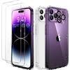 ORETECH Compatibile con Custodia Cover per iPhone 14 Pro (6,1"), con 2 Pellicola Vetro Temperato e 1 Pellicola Fotocamera, Antiurto Ultra-Sottile Protettiva Custodie iPhone 14 Pro Cover - Trasparente